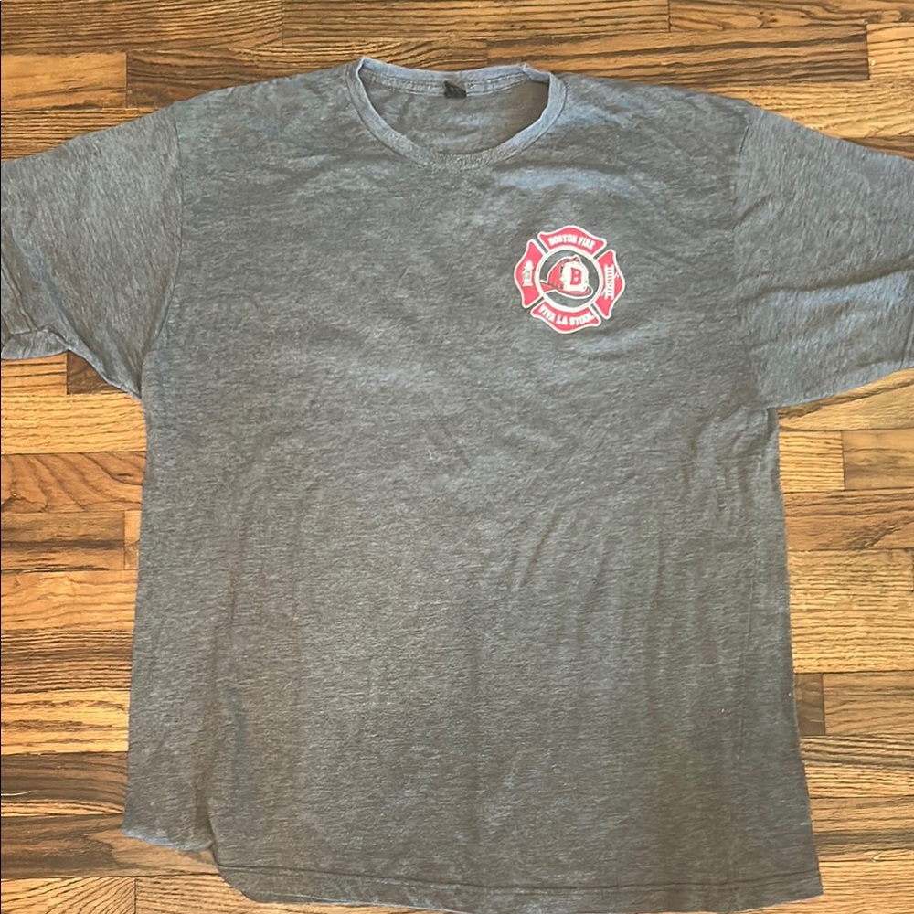 Gray Short Sleeve Crew Neck Tee with Logo